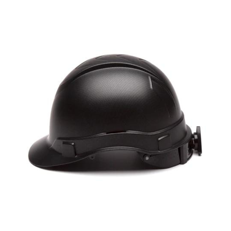 Shiny White Graphite Pyramex Ridgeline Cap Style Hard Hat 4-Point Ratchet Suspension