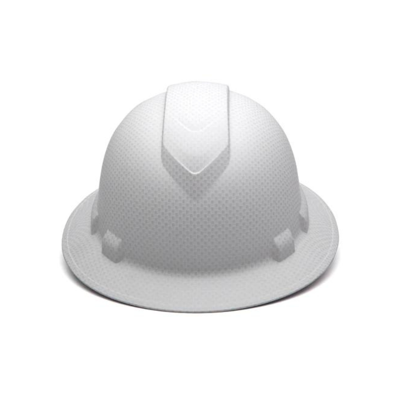 Matte White Graphite Pyramex Ridgeline Cap Style Hard Hat 4-Point Ratchet Suspension