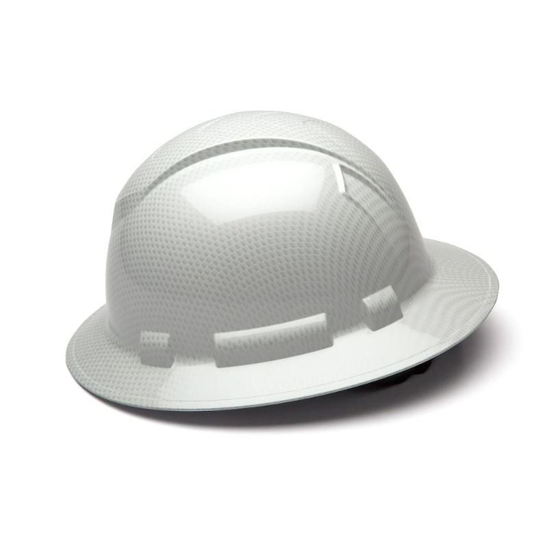 Matte White Graphite Pyramex Ridgeline Cap Style Hard Hat 4-Point Ratchet Suspension