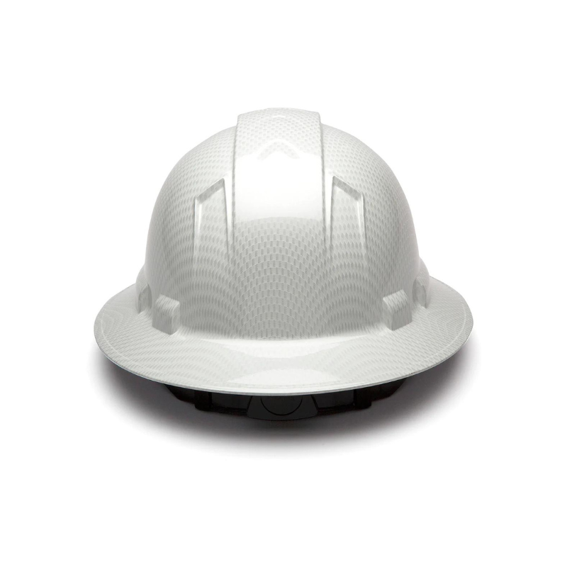 Matte White Graphite Pyramex Ridgeline Cap Style Hard Hat 4-Point Ratchet Suspension