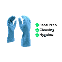 Latex Rubber Gloves – Blue 18 mil Flock Lined with Embossed Grip and Rolled Cuff
