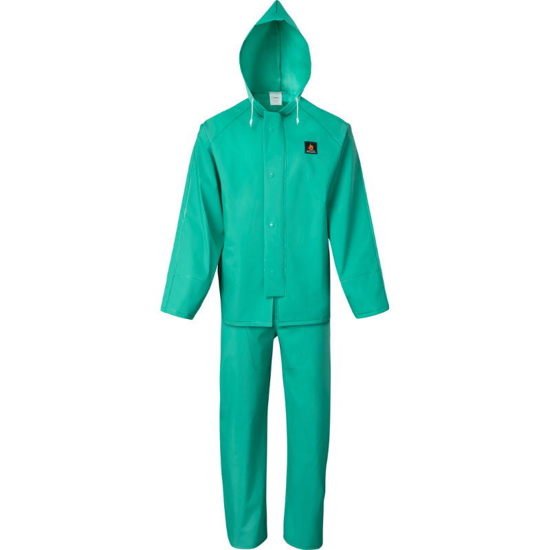 Green FR 2 Piece .45mm PVC/Nylon Mesh Rain Suit