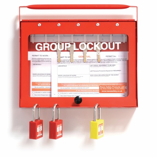 [GL1] REECE Large Steel Wall Mounted/Portable Lockout Box - RED