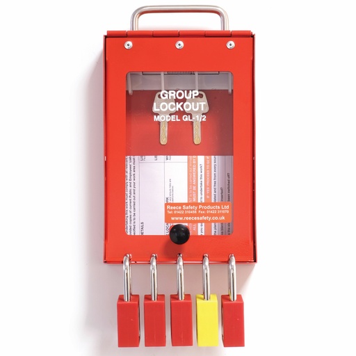 [GL1/2] REECE Steel Wall Mounted/Portable Portrait Lockout Box - RED