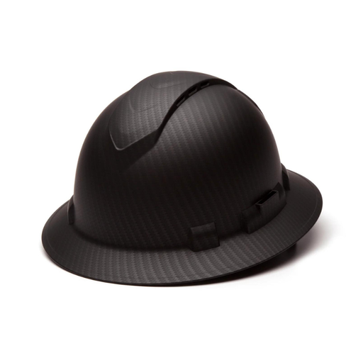 [HP54117V] Vented Black Graphite Pyramex Ridgeline Vented Full Brim Hard Hat 4-Point Ratchet Suspension
