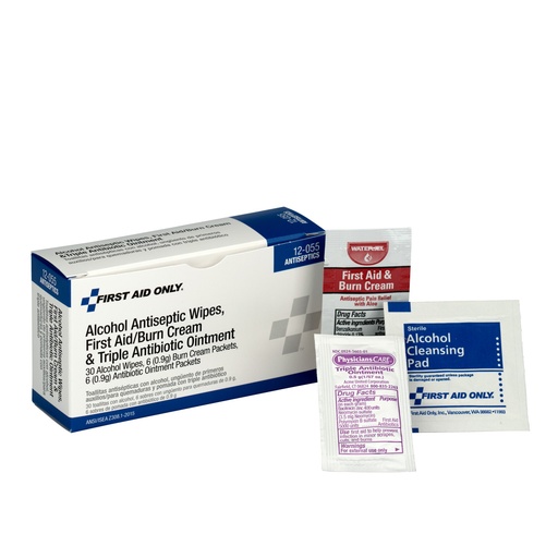 [12-055] Antiseptic Pack (30 Alcohol Prep Pads, 6 Burn Cream, 6 Antibiotic)