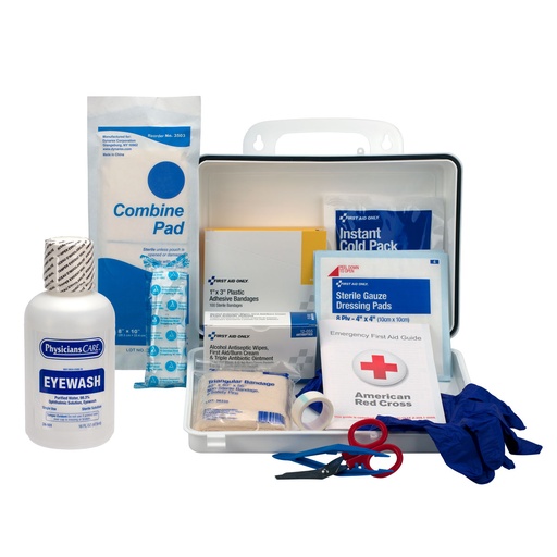 [24-500-001] Eyewash Station, Single 16 oz Screw Cap Bottle, with OSHA First Aid Kit