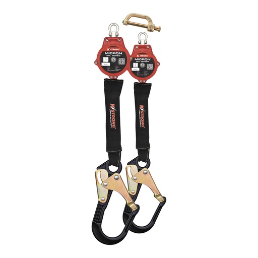 [UFS396006D] 6 ft. Arc Flash Rated SRL with Aluminum Rebar Hooks (ANSI) – Dual dorsal connector included