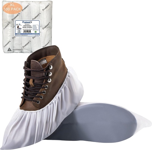 [SC-25-XL-WH-100] 100/Pack - White CPE Shoe Cover with Anti-Skid Bottom