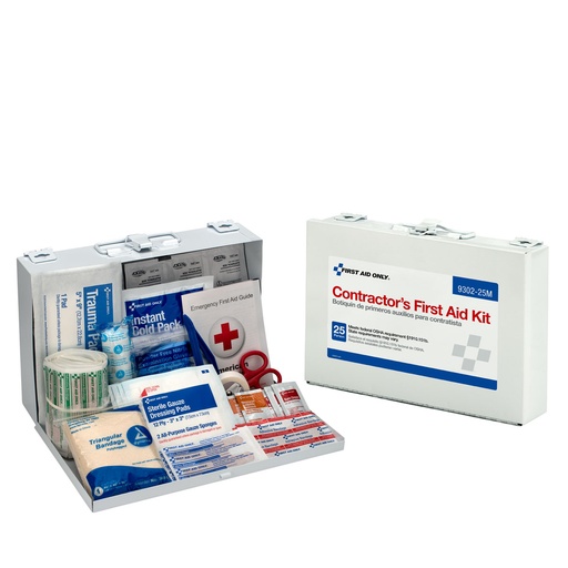 [9302-25M] 25 Person Contractor's Emergency First Aid Kit, Metal Case